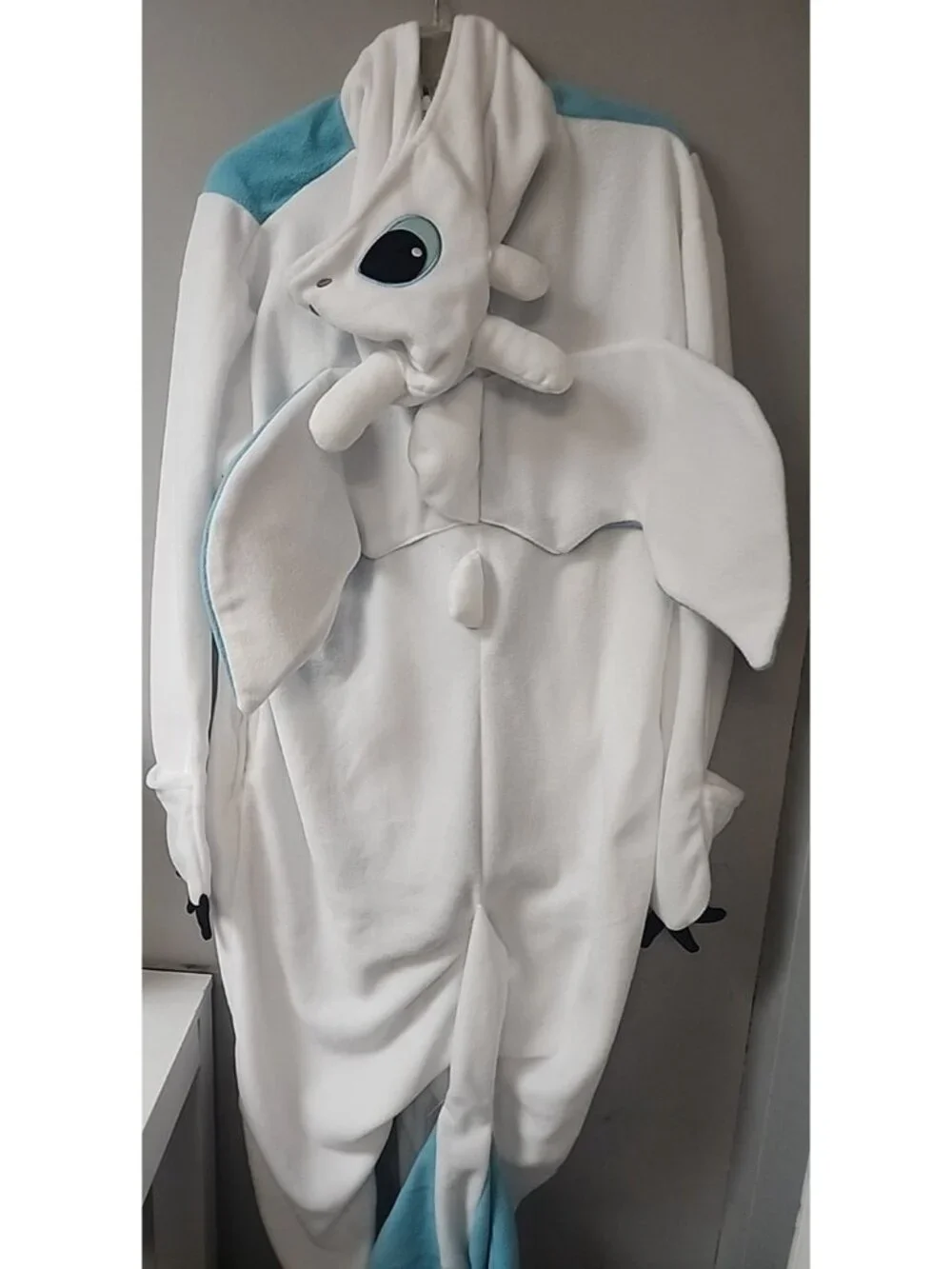 Adult One Piece Bunny  Pajamas White/Blue Size Medium NWOT!!!! - Picture 2 of 3